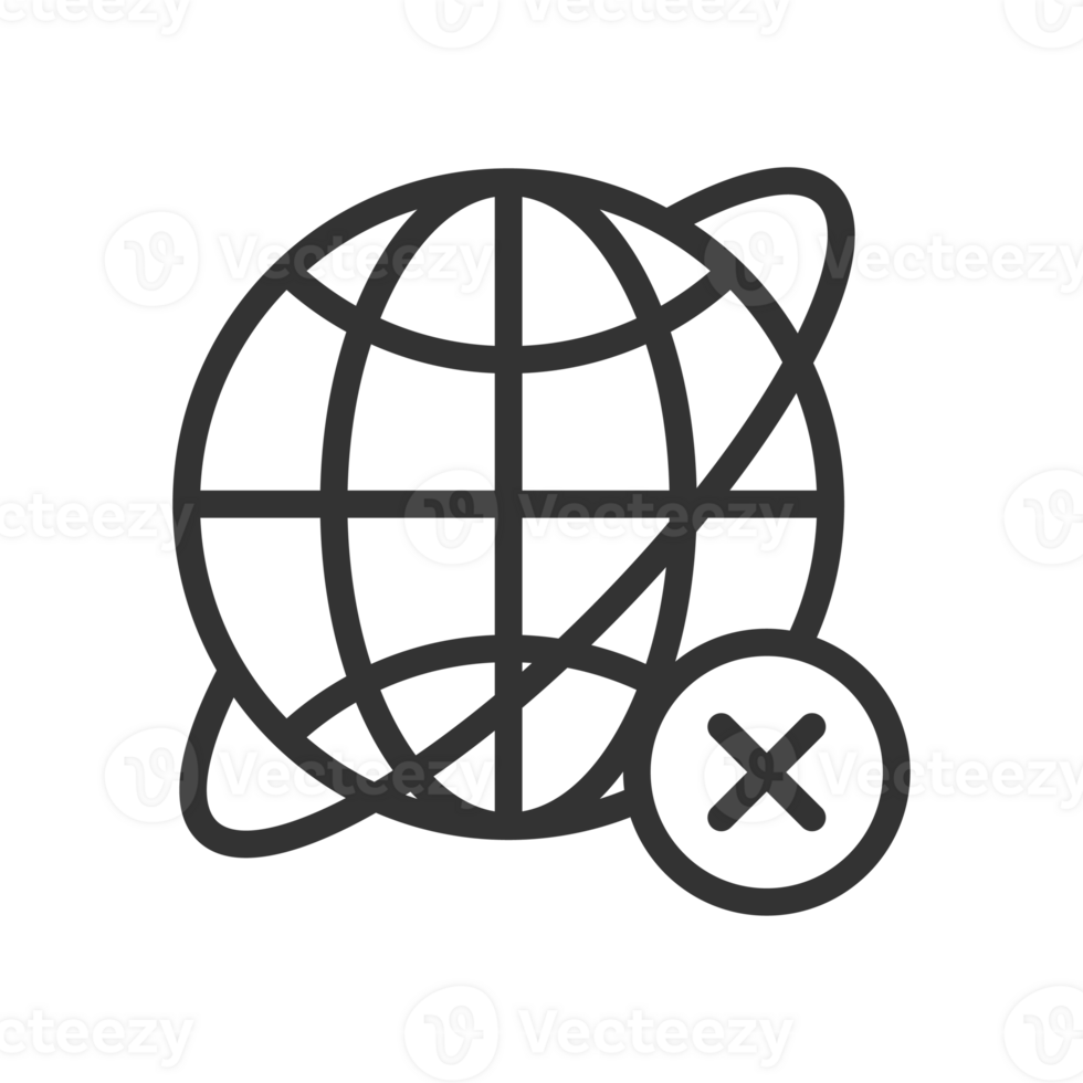 un' globale mondo connessione icona con un' fallimento o errore simbolo che rappresentano Rete questioni, connessione i problemi, o disconnesso stato nel un' semplice e efficace design png