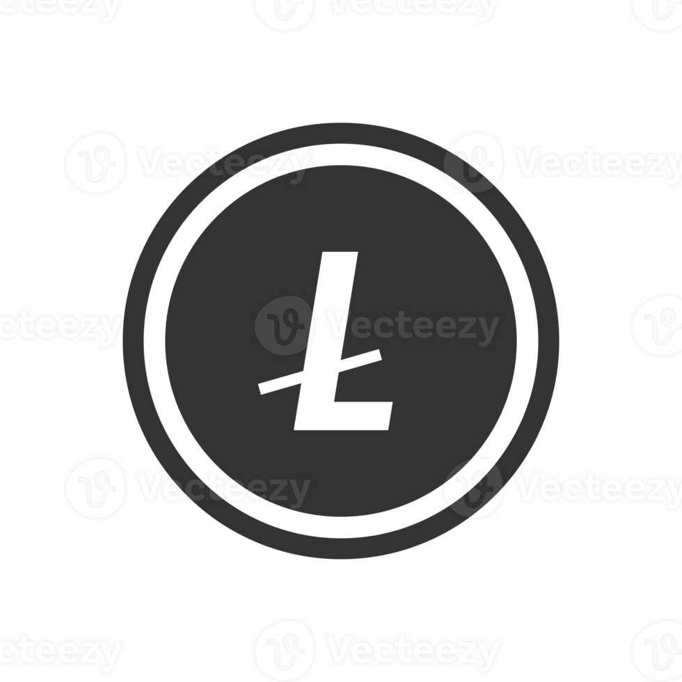 A minimalist icon featuring the Litecoin symbol inside a circular frame, rendered in clean line art The design is simple, modern, and perfect for representing cryptocurrency png