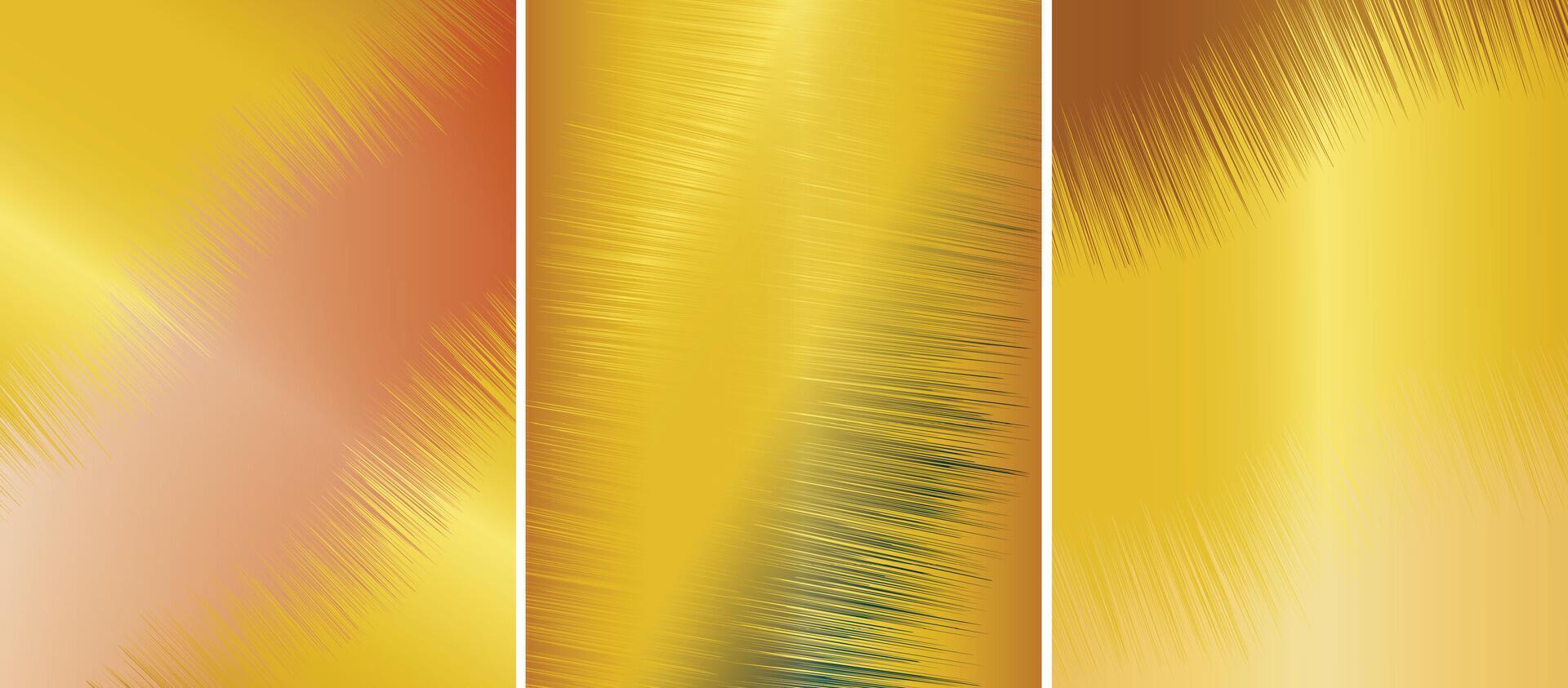 Set of Luxury Gold Metallic Gradient Textures. Elegant Abstract Foil Backgrounds for Posters, Invitations, and Branding Projects. vector