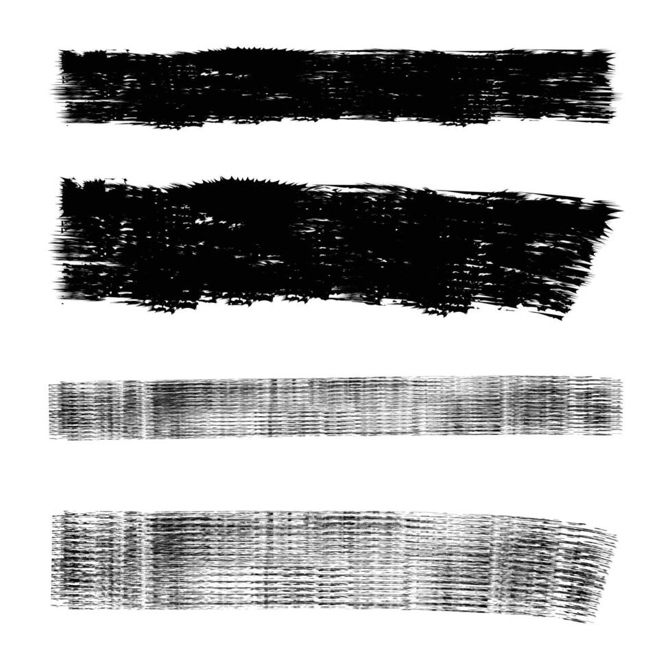Grunge Brush Stroke Texture Set, Abstract Black Paint Lines, Ink Smudge Design Element vector
