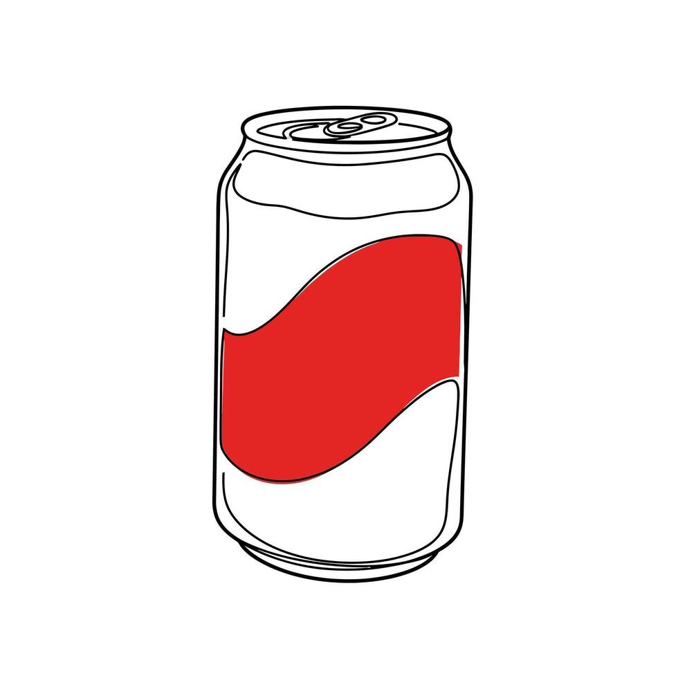 A can of soda with a red and white stripe vector