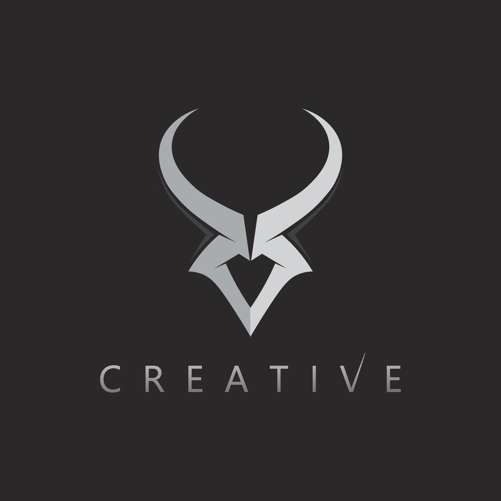 Dynamic bull horn logo mark with sharp edge elements for energetic brand image vector