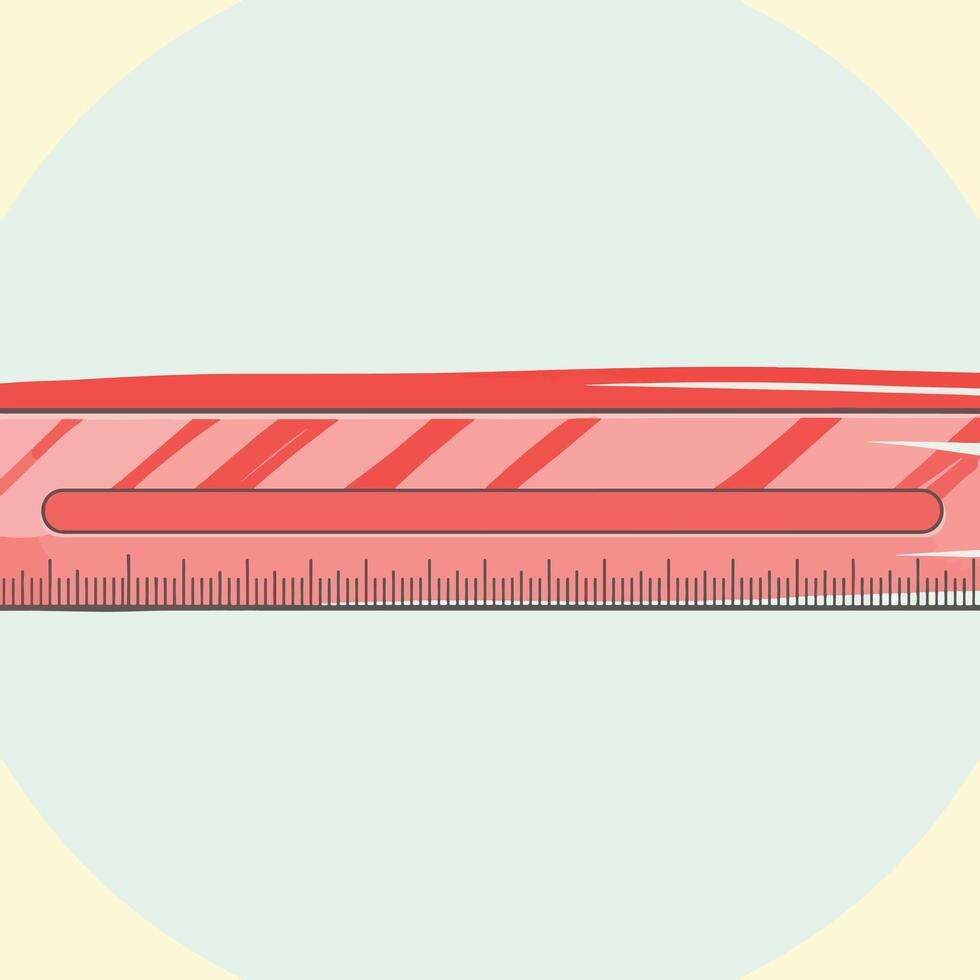 Close-up image of a red ruler with measurement markings against a muted background vector