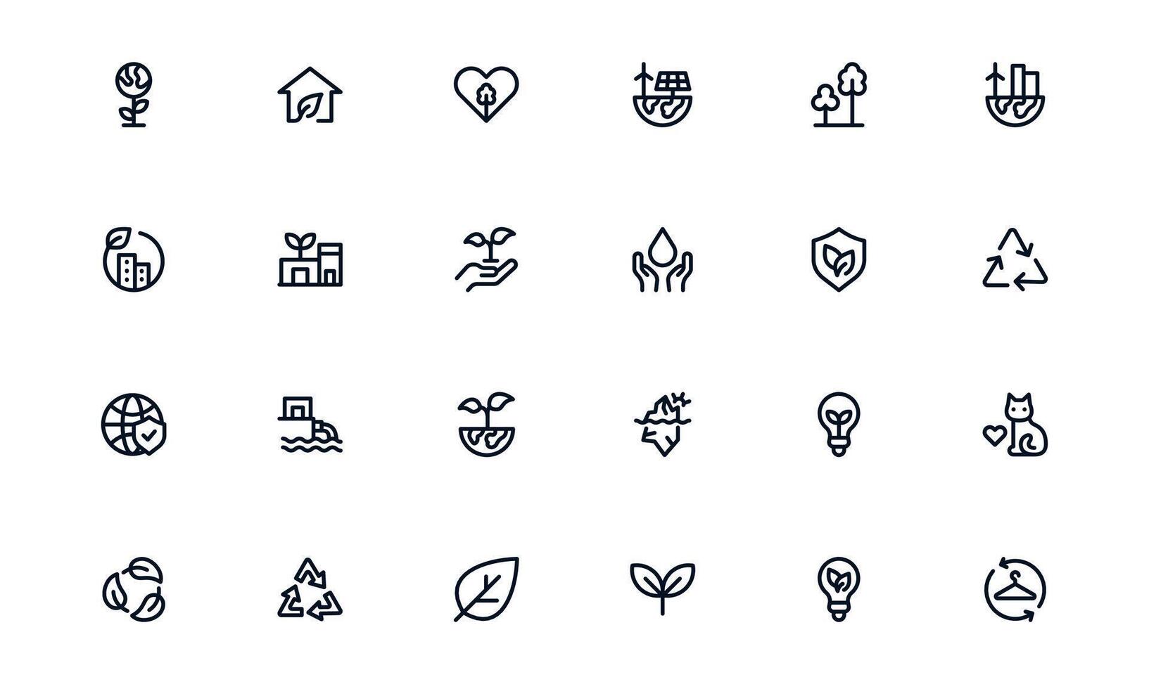 Dynamic Nature and Environment Icon Collection mapping Green Energy, Nature Monitoring, and Environmental Platforms vector