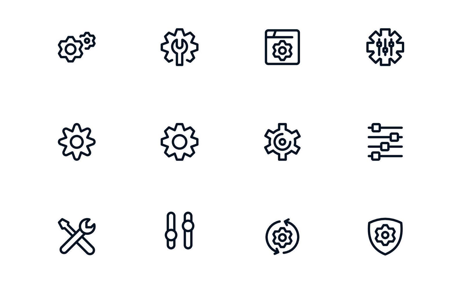 Dynamic Settings and Maintenance Icon Collection mapping System Maintenance, Configuration Panels, and Control Apps vector