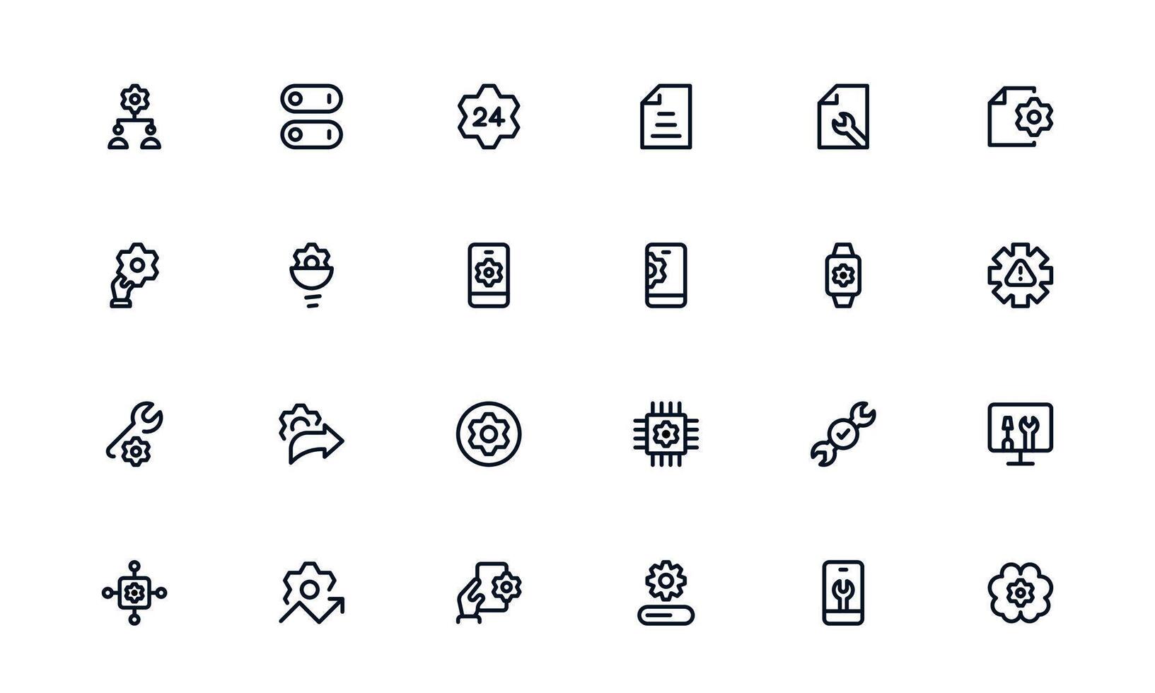 Modern Settings and Maintenance Icon Collection highlighting System Tools, Configuration Apps, and Control Panels vector