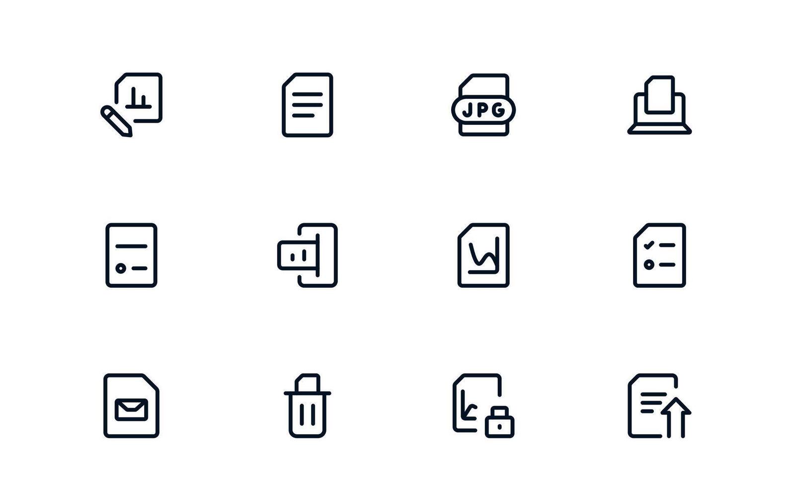 Creative Document Processing and Workflow Management Icon Pack visualizing Workflow Automation, Digital Documents, and Productivity Platforms vector