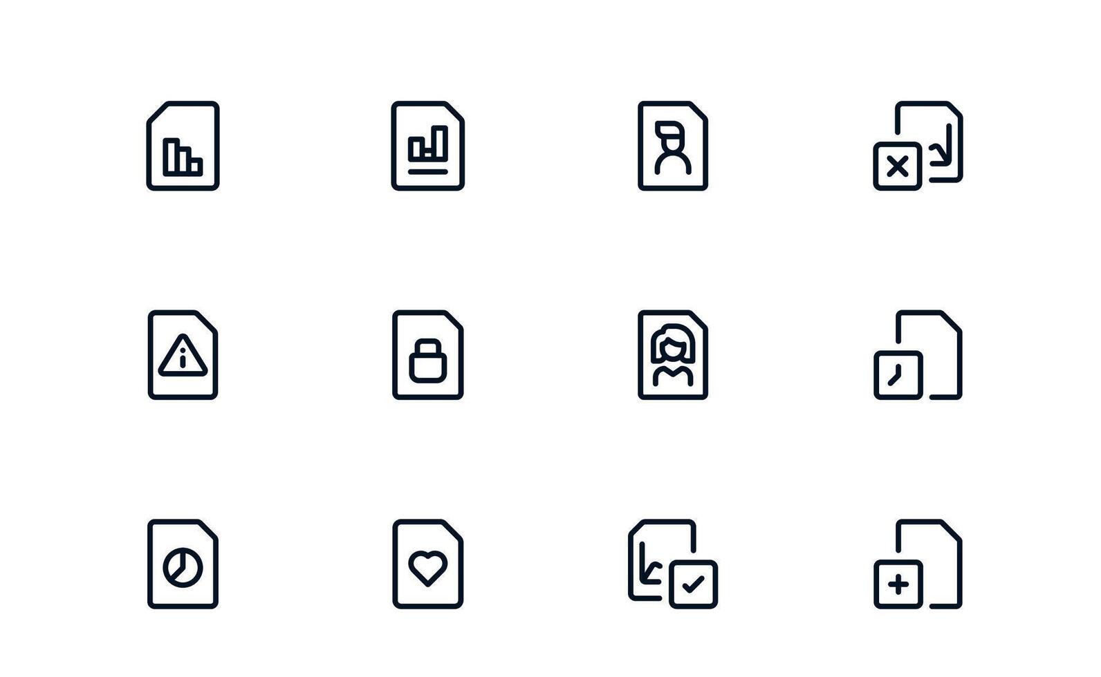 Minimal Document Processing and Workflow Management Icon Collection illustrating Digital Workflows, Task Apps, and Document Platforms vector