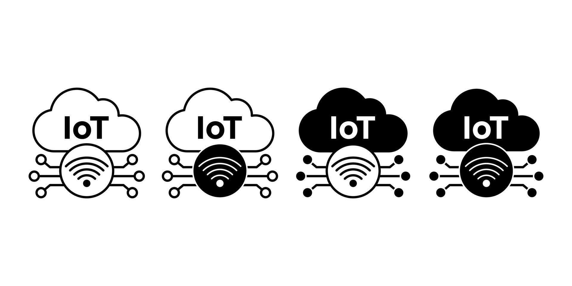 Internet of Things IoT Black Icon Bundle for Smart Connected Device Network Design vector