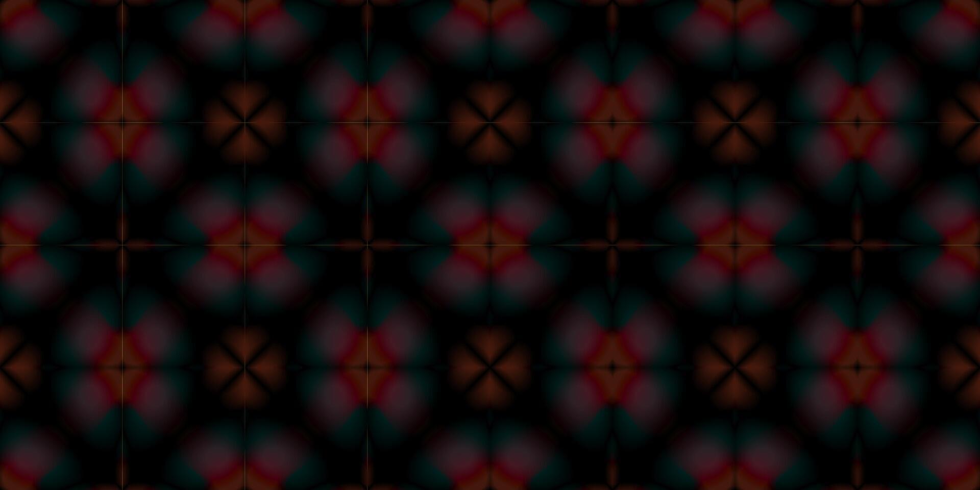 Dark Blurred Abstract Geometric Seamless Pattern with Glowing Orbs. Soft Gradient Background with Light Effects. Glow-Effect Modern Geometric Tileable Background vector