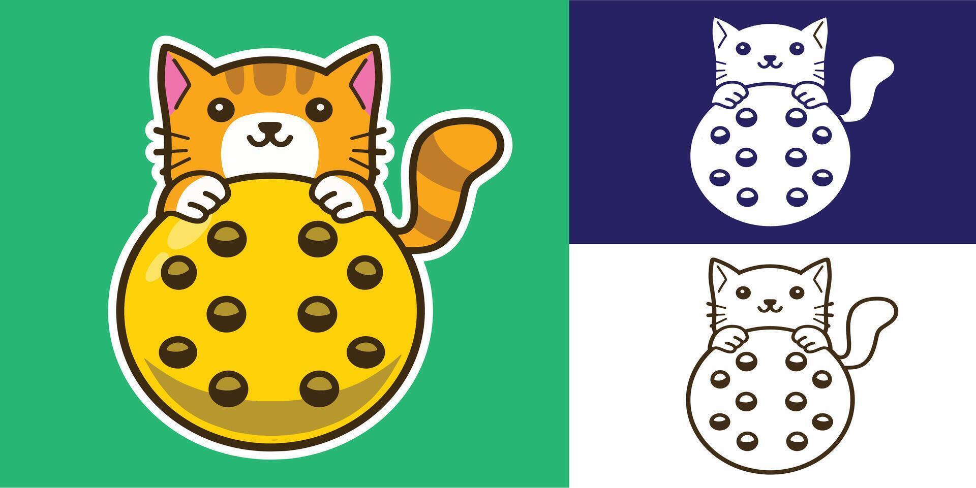 set of cat with pickleball good for sticker, badge, element design, etc vector