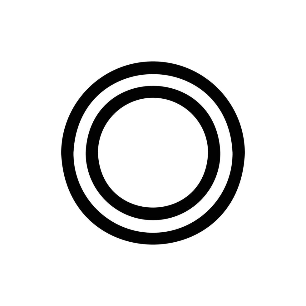 un sencillo gráfico presentando dos concéntrico círculos, creando un limpiar y moderno símbolo en un blanco fondo. lavandería línea icono. aislado acortar Arte. vector