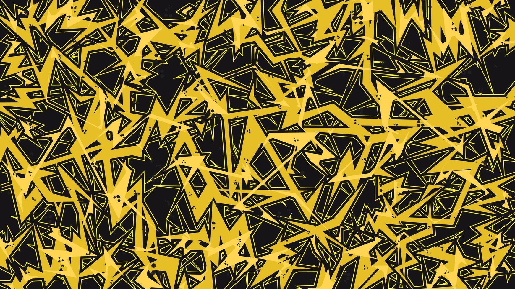 Bold Abstract Lightning Sharp Shapes Pattern in Yellow and Black with Chaotic Angled Lines for Sport Jersey Background and Streetwear Apparel vector