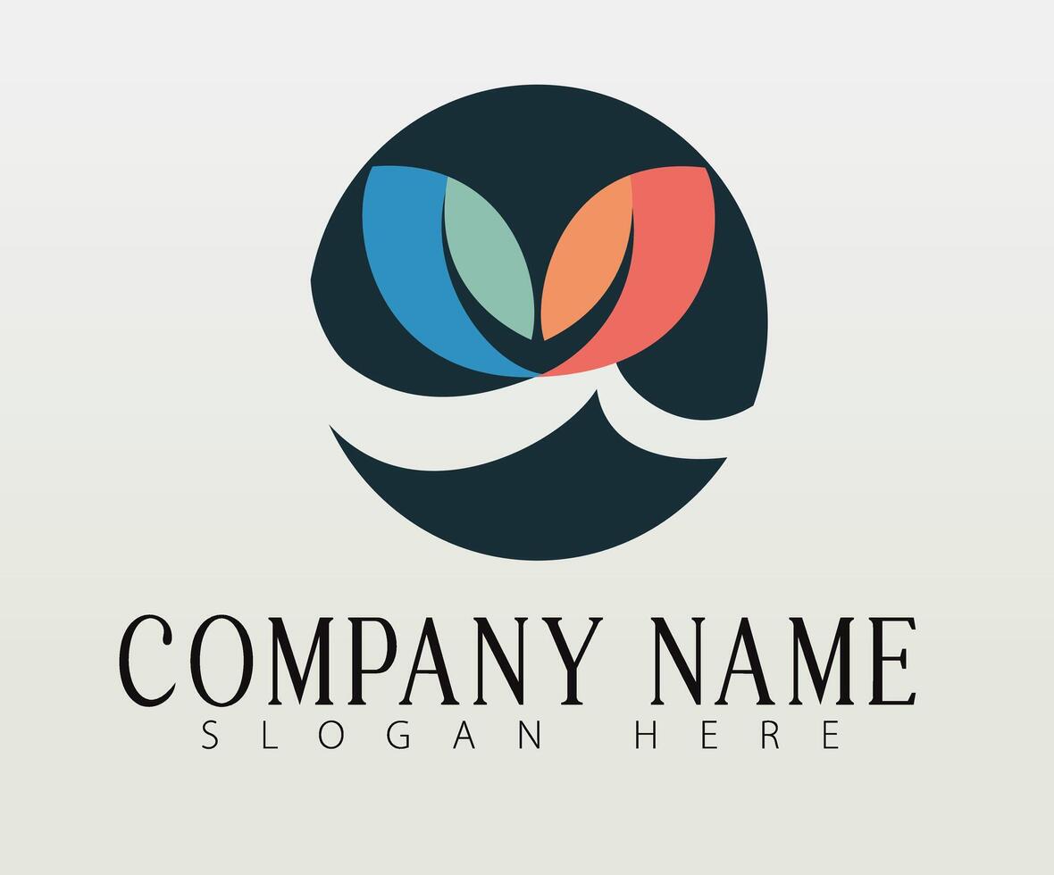 A circular emblem symbolizing unity and growth, with three petal-like forms in vibrant colors. vector