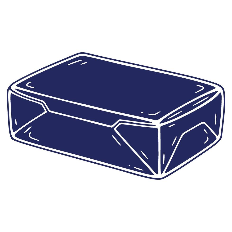 A Rectangular Shaped Wrapped Block in Blue and White Hand Drawn Style Design Element Graphic Illustration vector