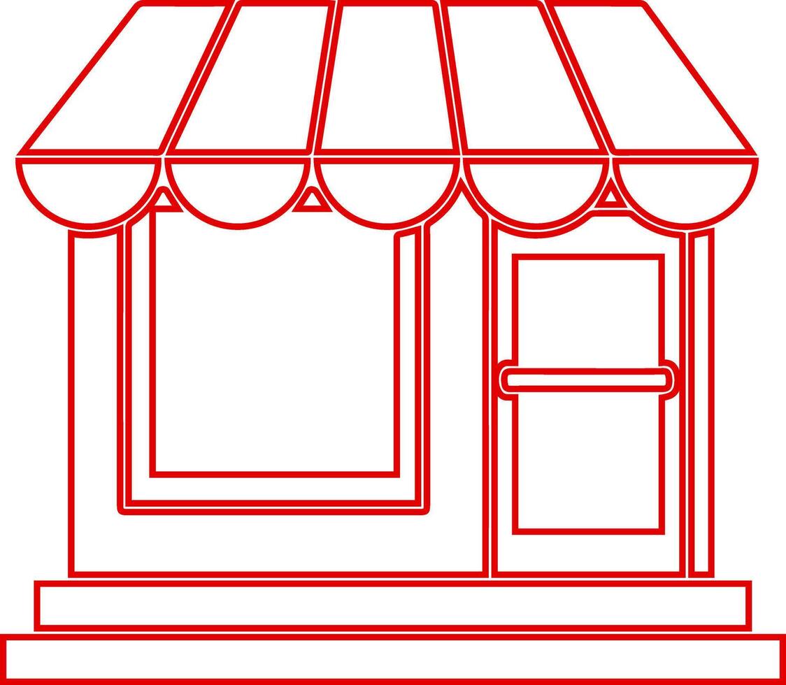 Simple line drawing of a storefront with awning vector