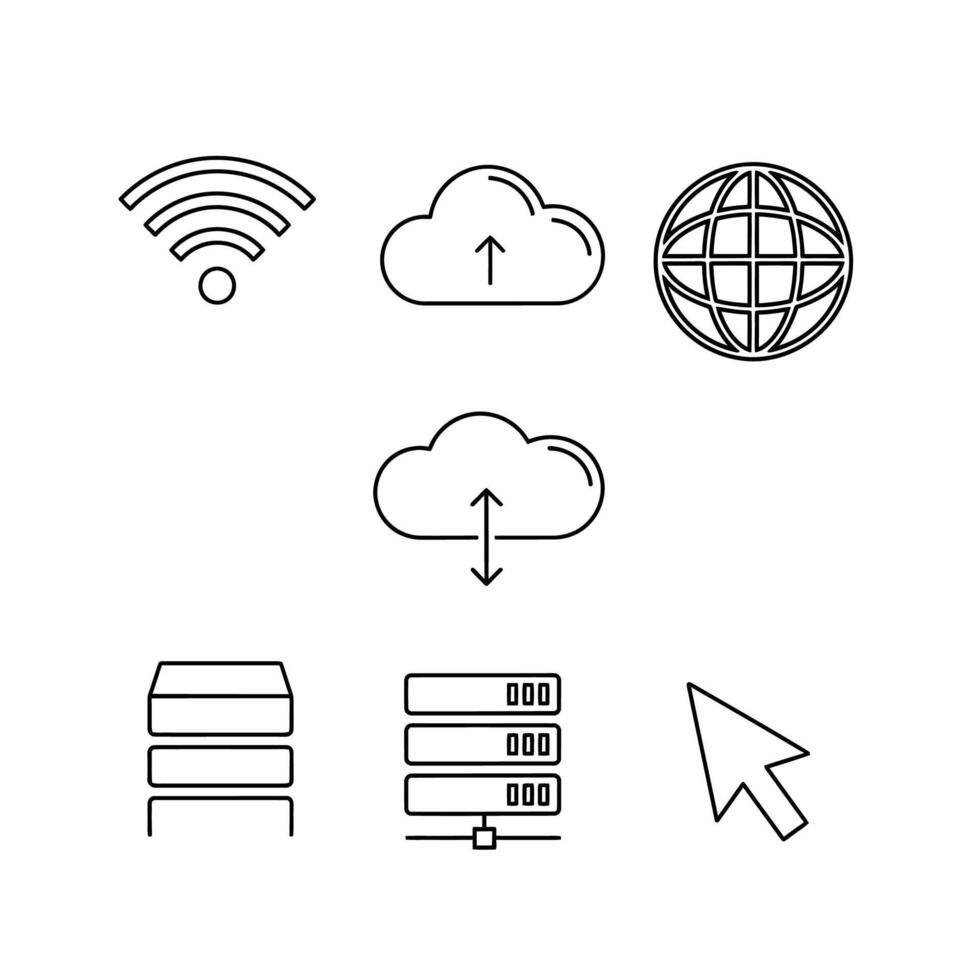 Cloud Computing and Network Infrastructure Icons Set for Technology. vector