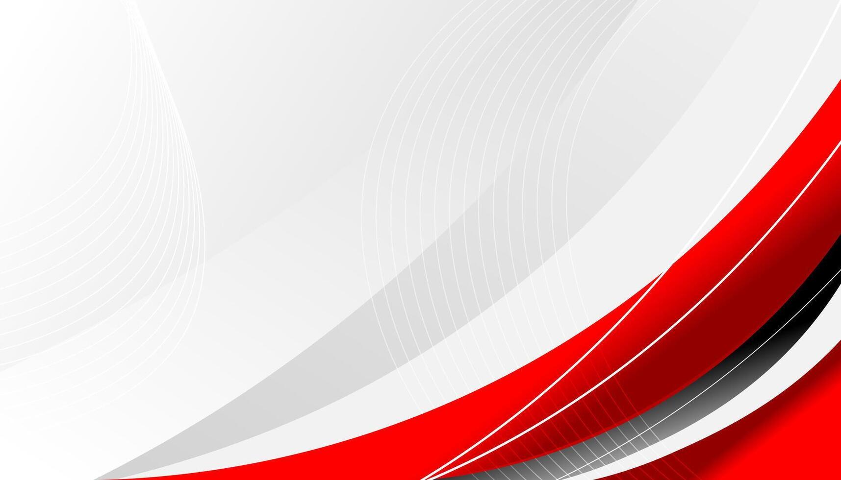 Abstract red, white, and gray wave background with smooth curved lines and modern gradient style. vector
