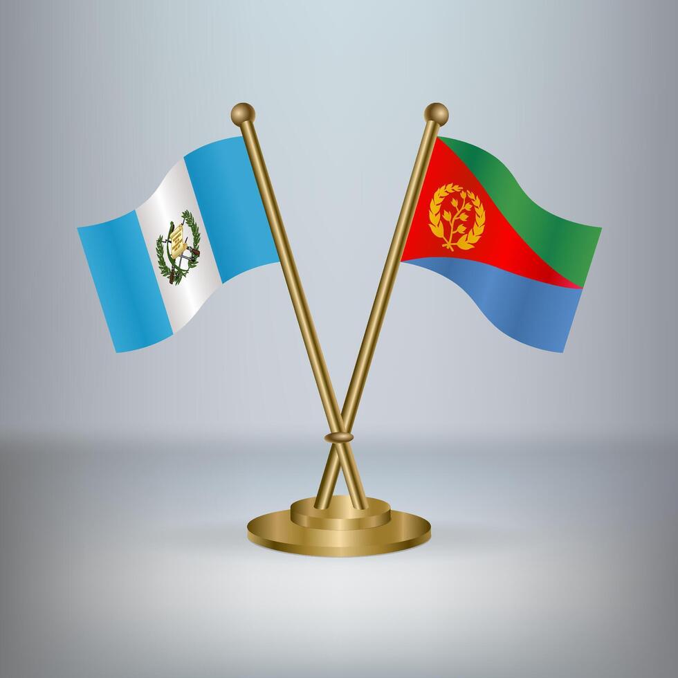 Guatemala and Eritrea table flag relation, with gradient background. vector