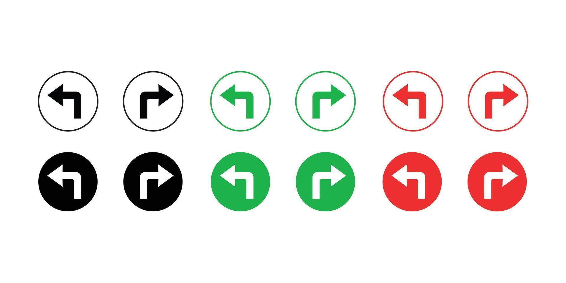Turn Left and Right Arrow Icons In Circles direction Isolated On White Background vector