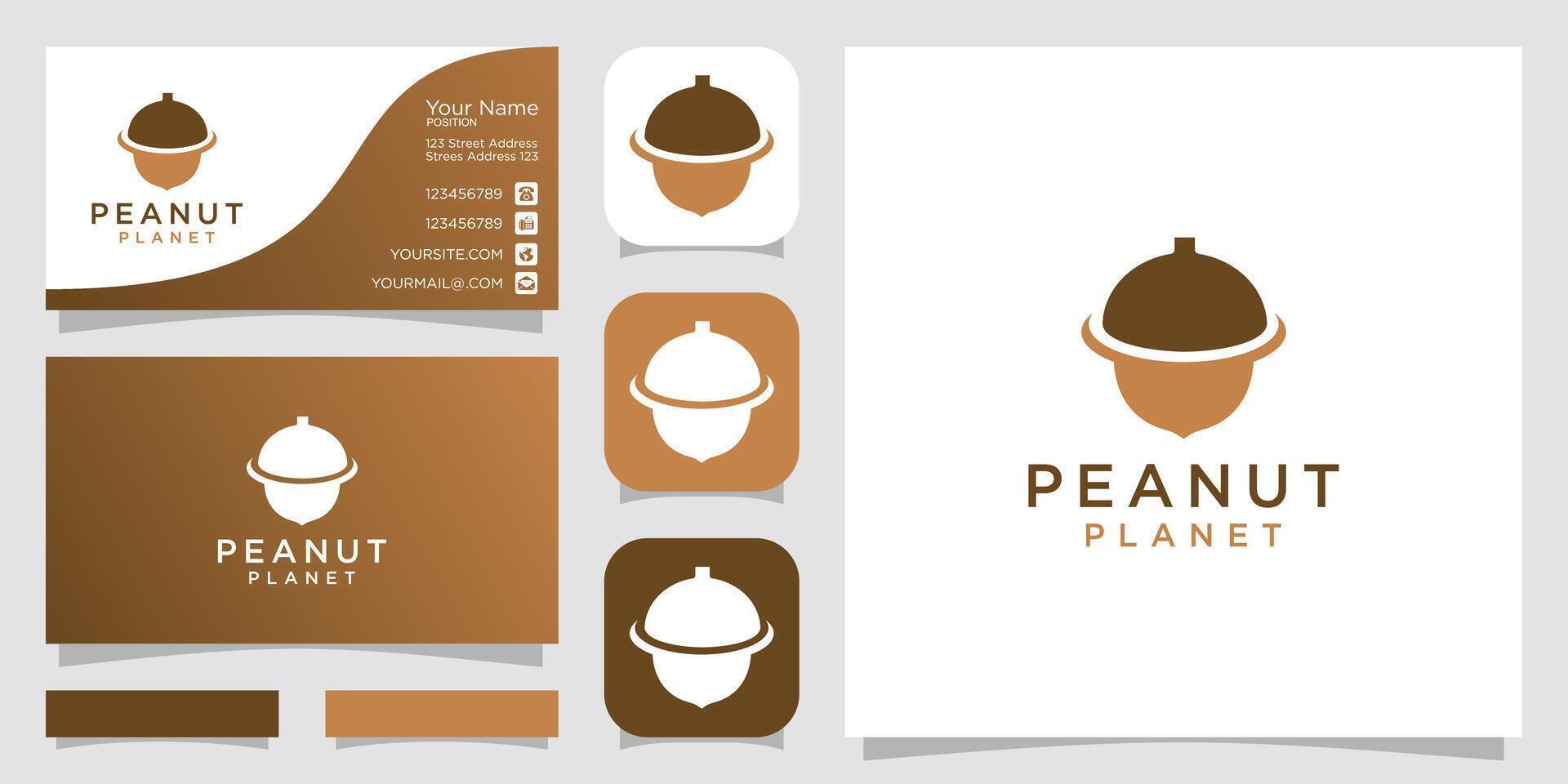 modern and simple combination peanut, nut and planet, orbit design. design inspiration business card and icon app vector