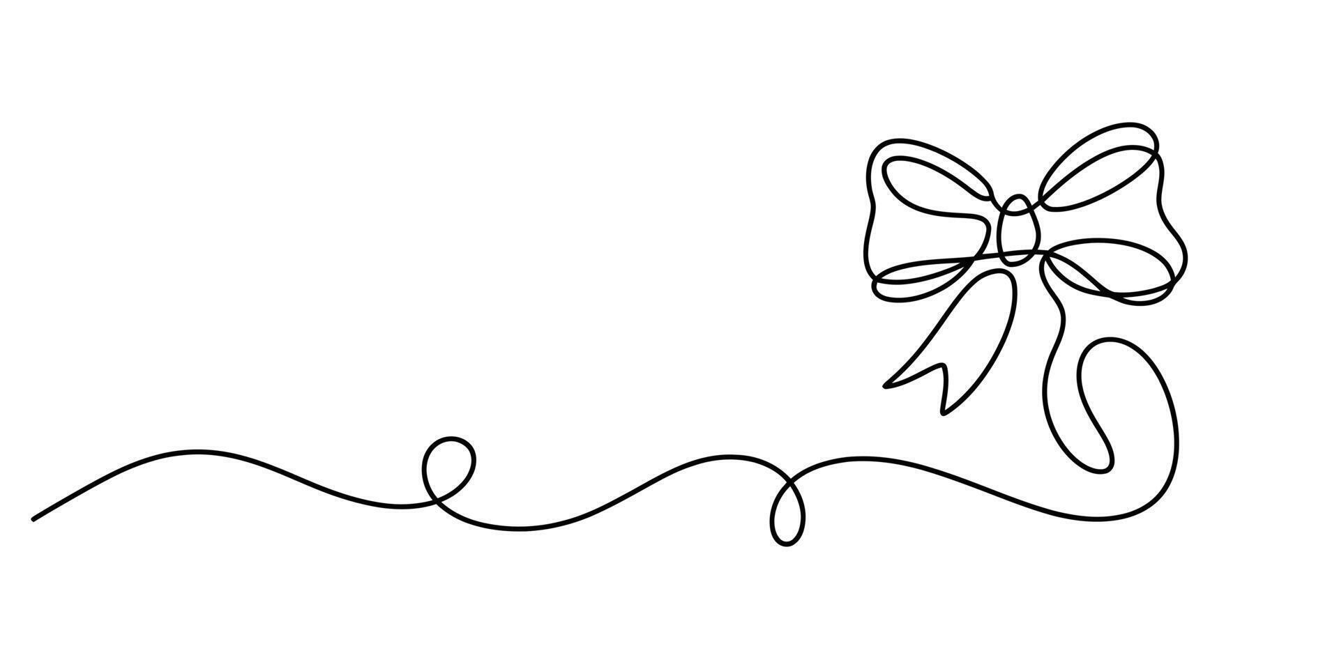 Continuous line art drawing of a decorative bow design element vector