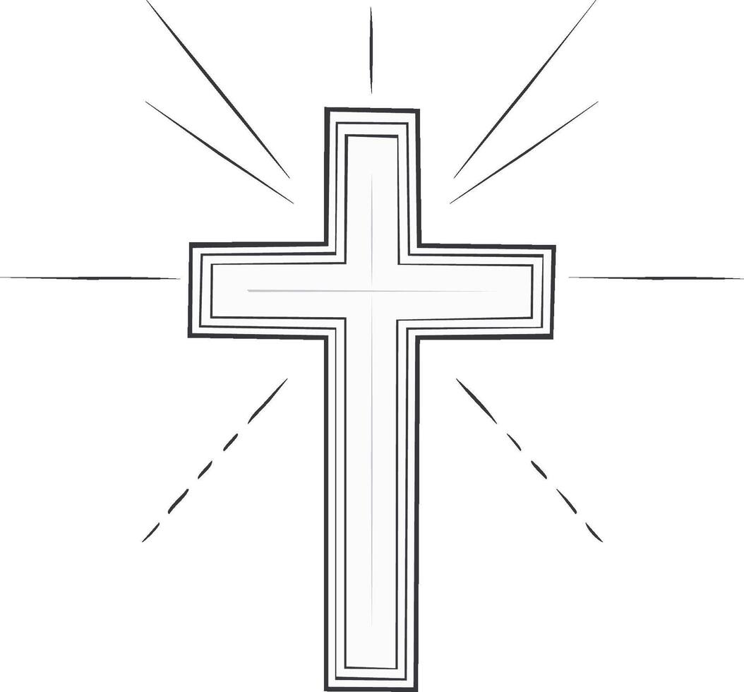 A cross with rays of light coming from it vector