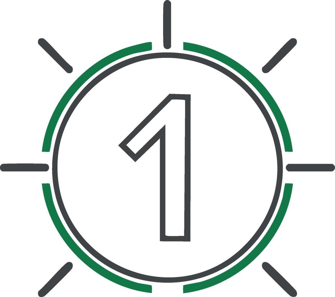 Stylized Number One Symbol With Rays Emerging From A Circle vector