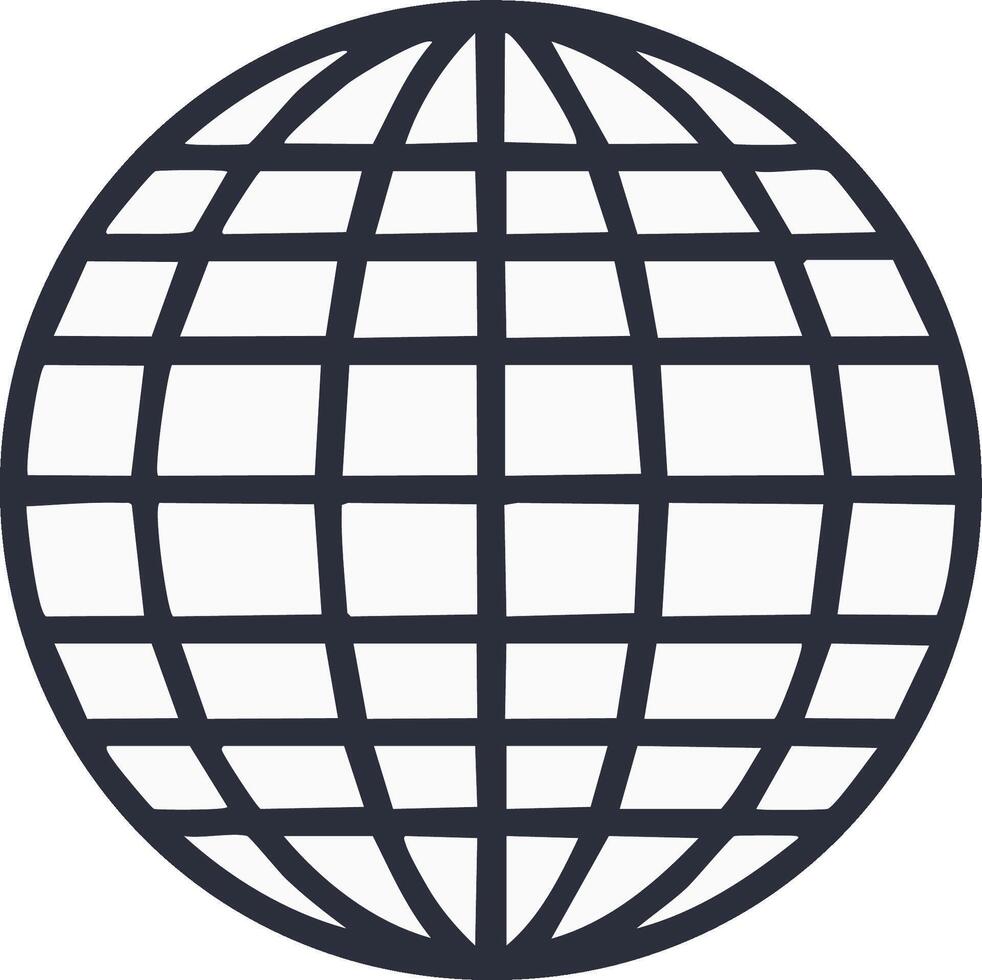 Stylized globe icon with simple dark outline representing the planet earth vector