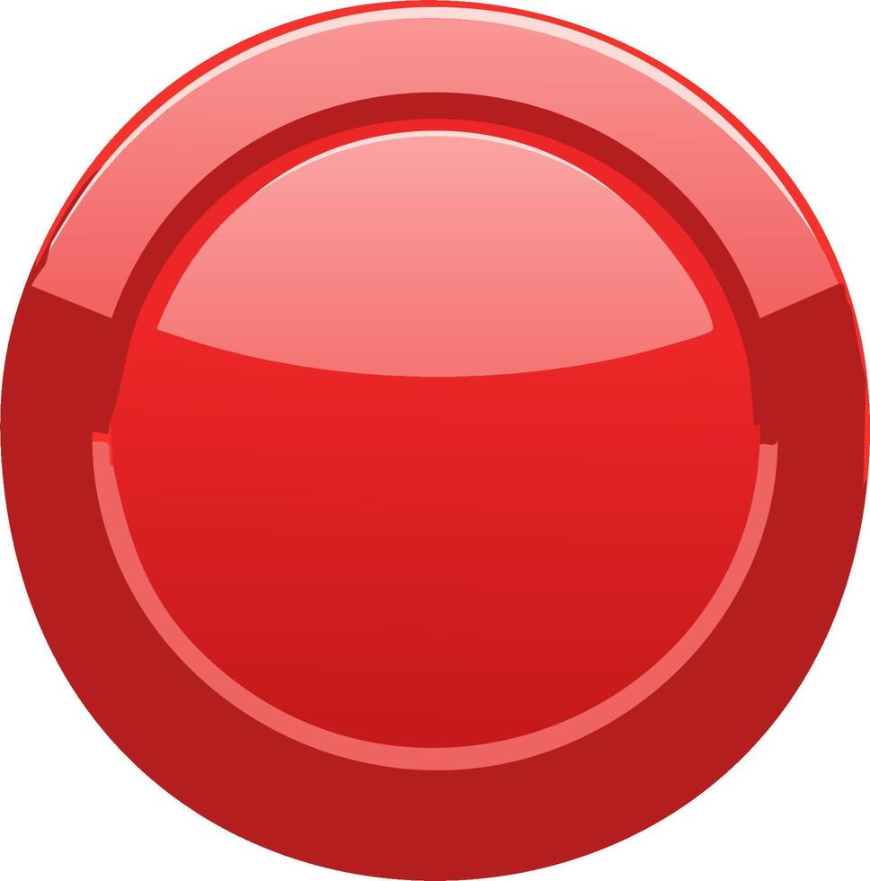 Glossy Red Circular Button with Bevel and Shine vector