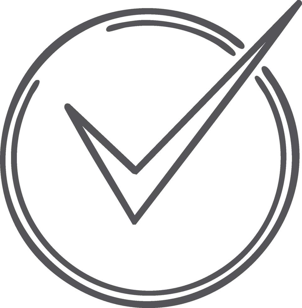 Simple Circle with Check Mark Icon for Approval and Completion vector