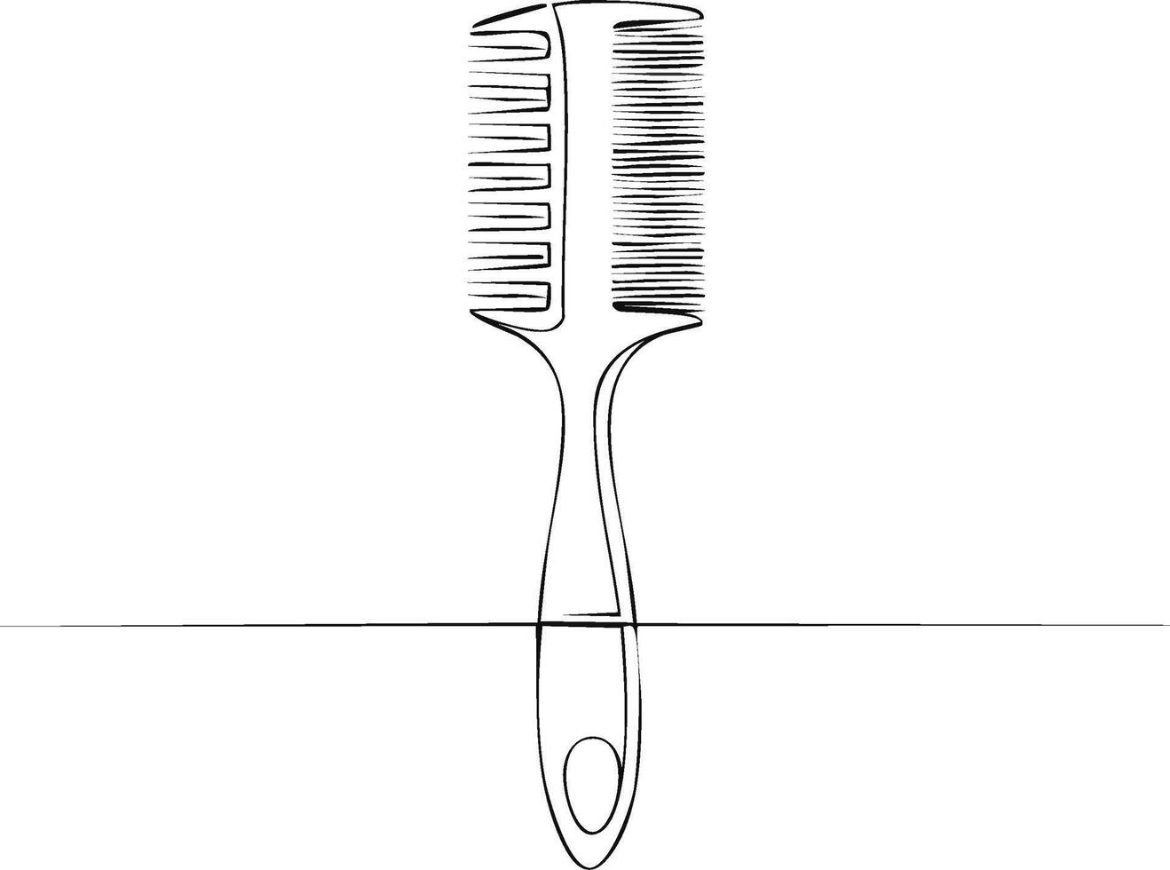 Minimalist Line Art Drawing of a Comb with Two Different Tine Styles vector