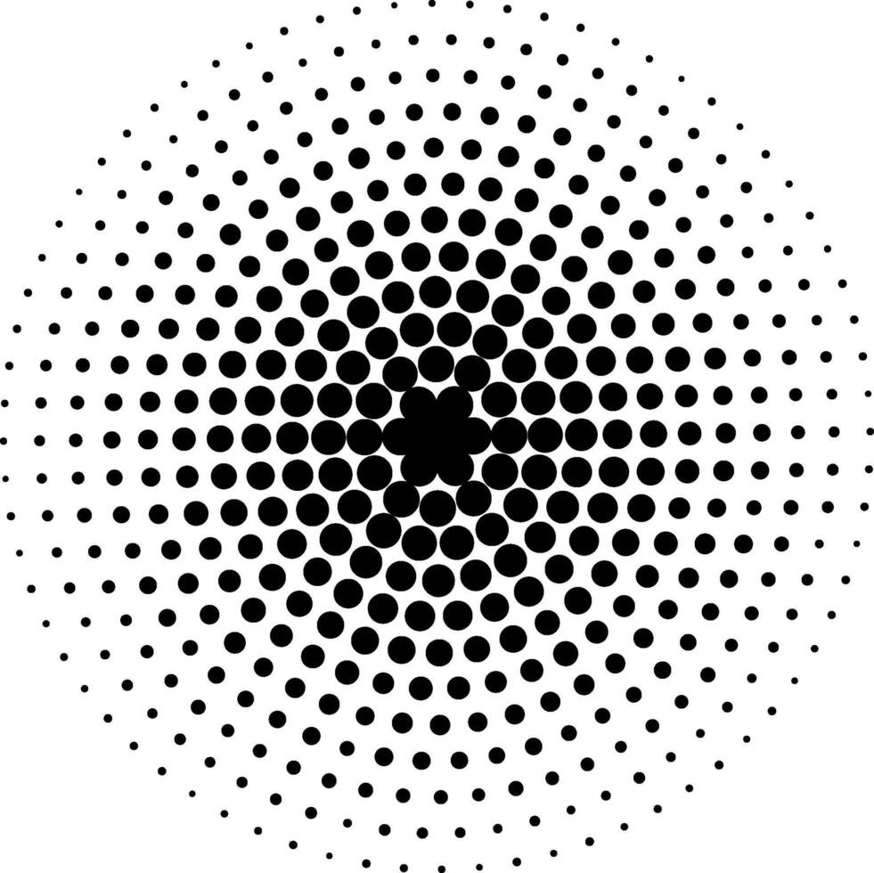 Radial halftone pattern creating dark to light transition vector