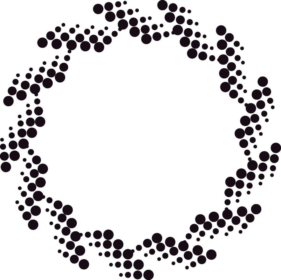 Black circle dots forming dynamic abstract frame vector