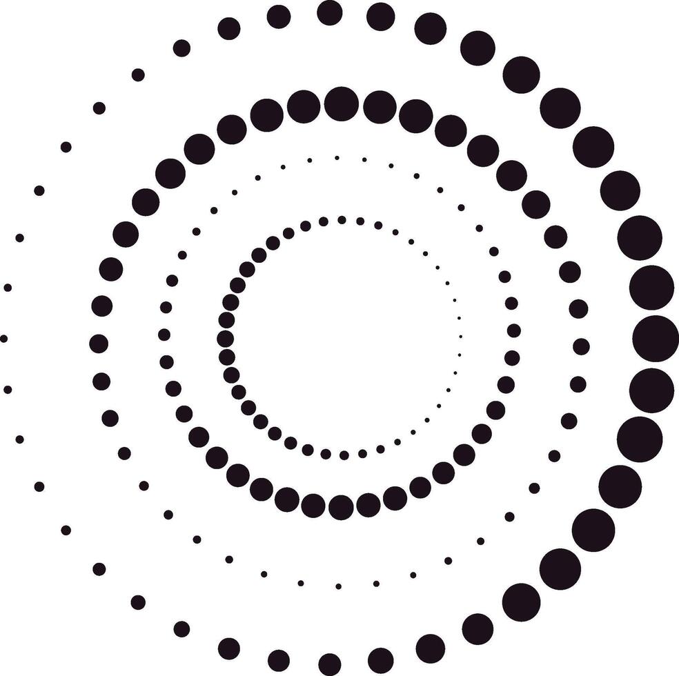 Black dots creating abstract spiral shape design vector