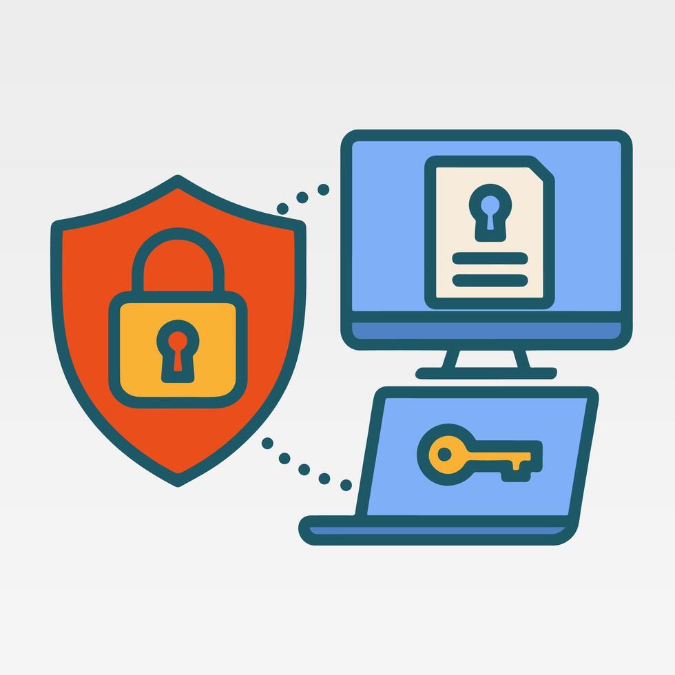 Data security illustration with protection symbols vector