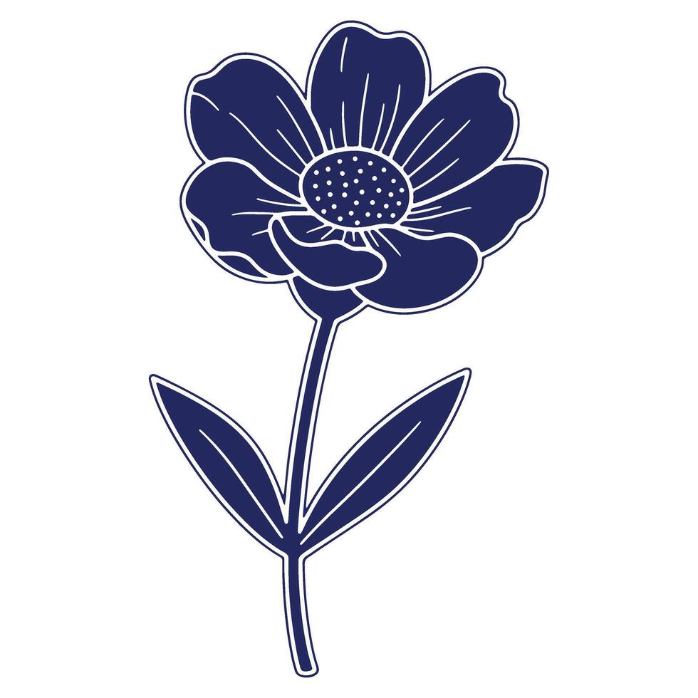 Isolated Indigo Flower Illustration with Delicate Lines and Simple Design Perfect for Botanical Themes and Decorative Elements vector