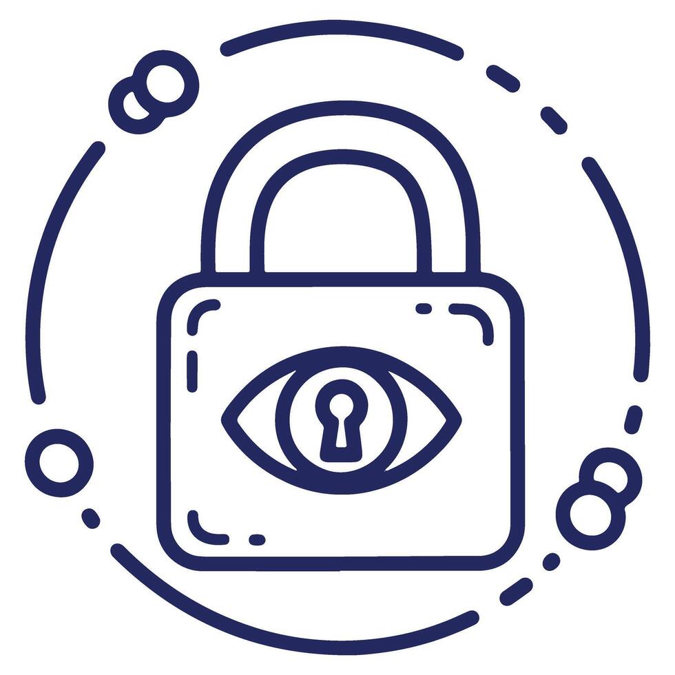 Eye Padlock Icon Representing Security Awareness and Privacy Concepts in Digital World with Rounded Strokes and Modern Aesthetics vector