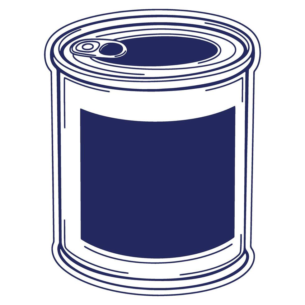 Simple illustration of a blue canned food container with ring pull for use in design projects and nutritional information materials vector