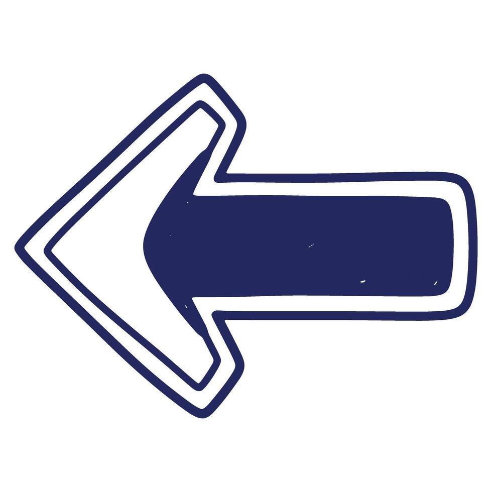 Directional Hand Drawn Arrow Pointing Left with Thick Outline for UI Design and Presentations or Infographics vector