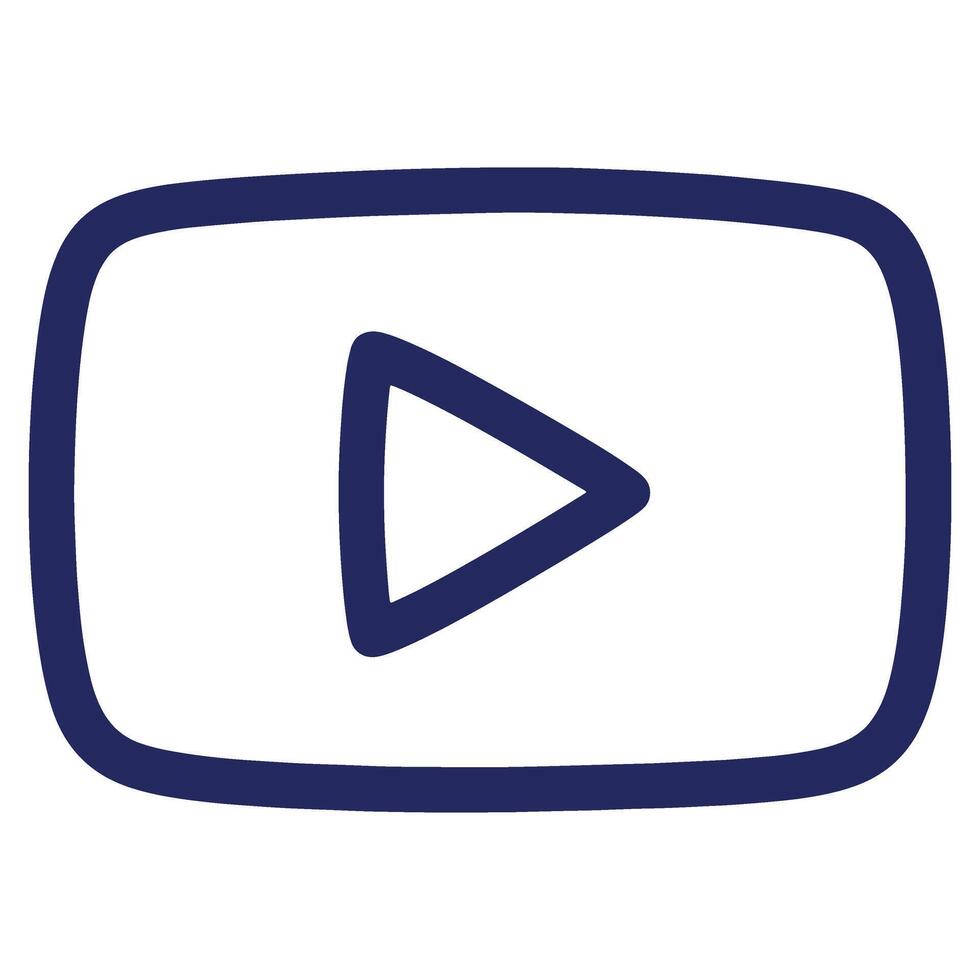 Play Button Icon in Dark Blue Outline on White Background for Media Applications and Interfaces vector