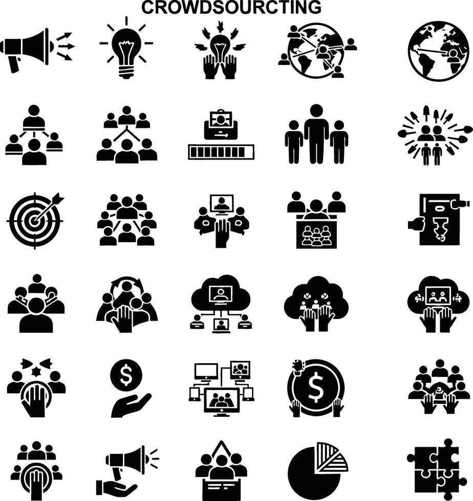 Crowdsourcing concept icons representing collaboration and idea generation vector