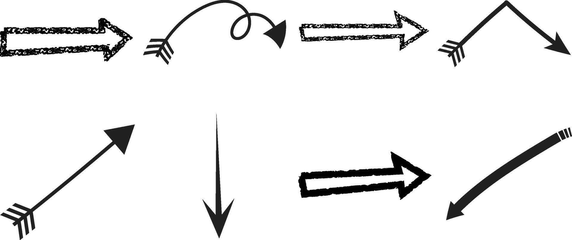 Collection of Hand-Drawn Arrows Pointing in Various Directions - Graphics vector
