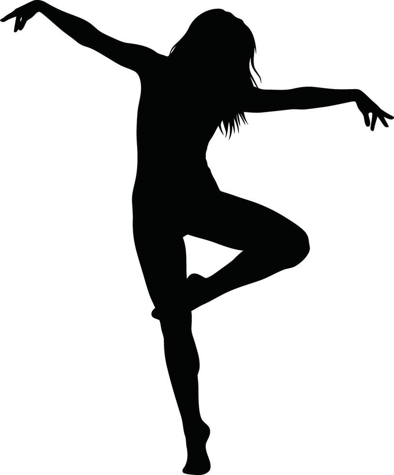 Silhouette of a graceful dancer in a dynamic pose against a white background vector