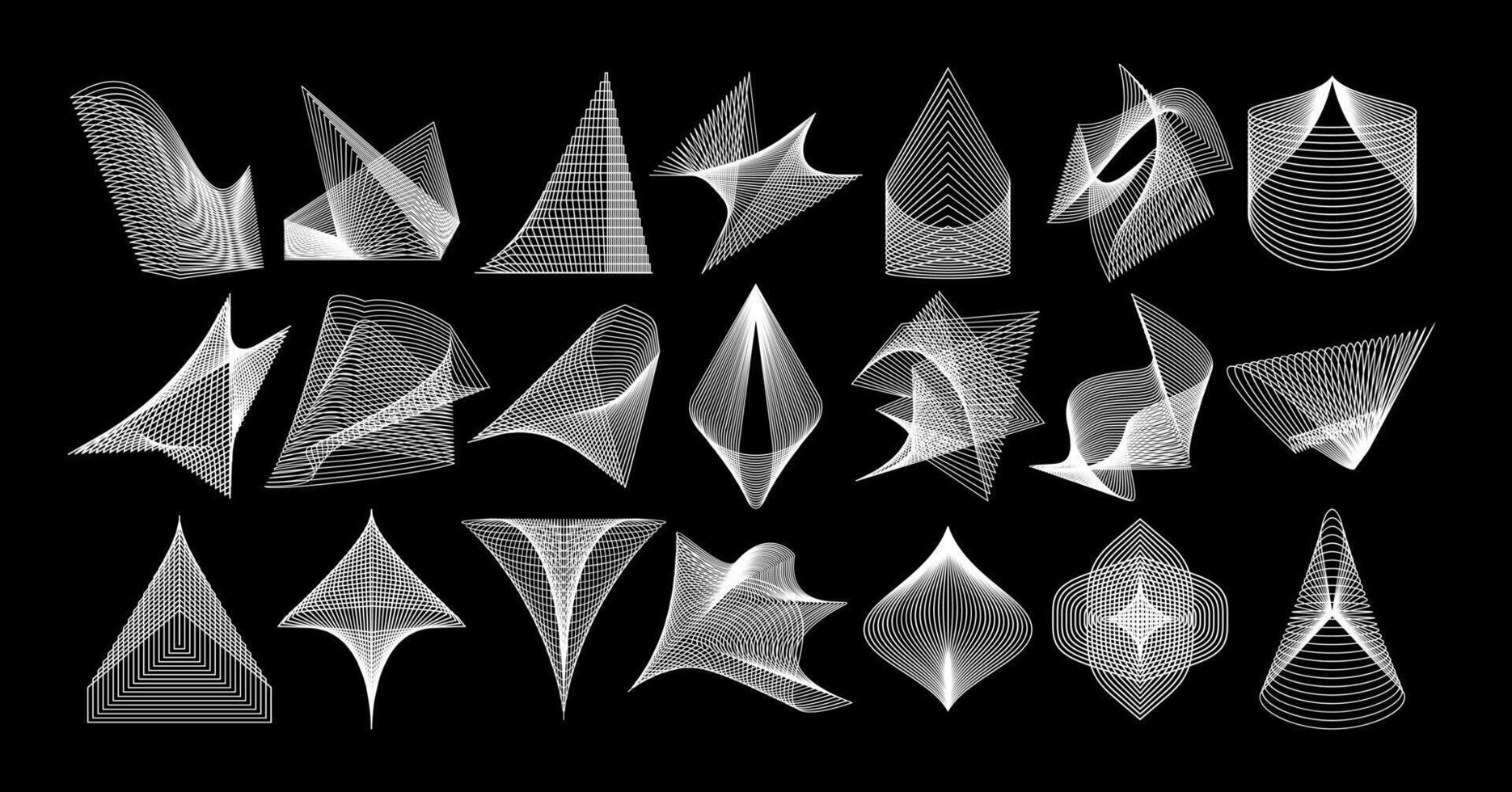 Modern digital line wireframe abstract logo set vector