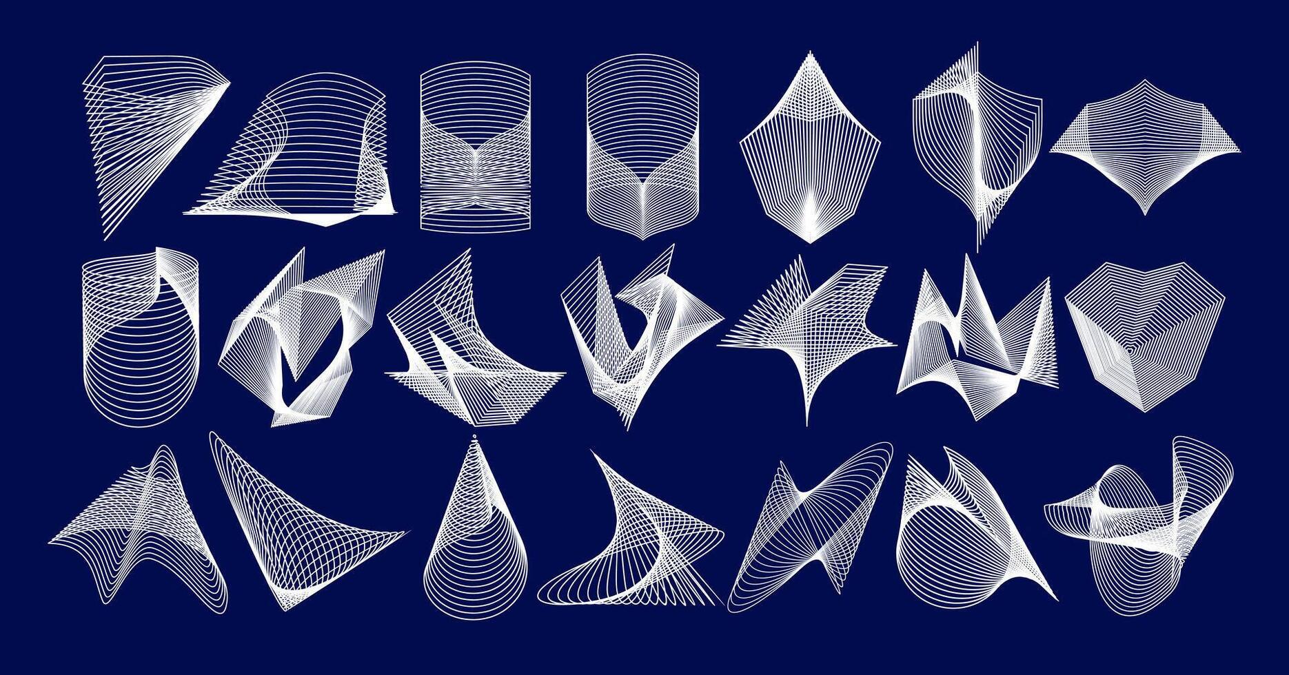 Digital motion line wireframe abstract logo set vector