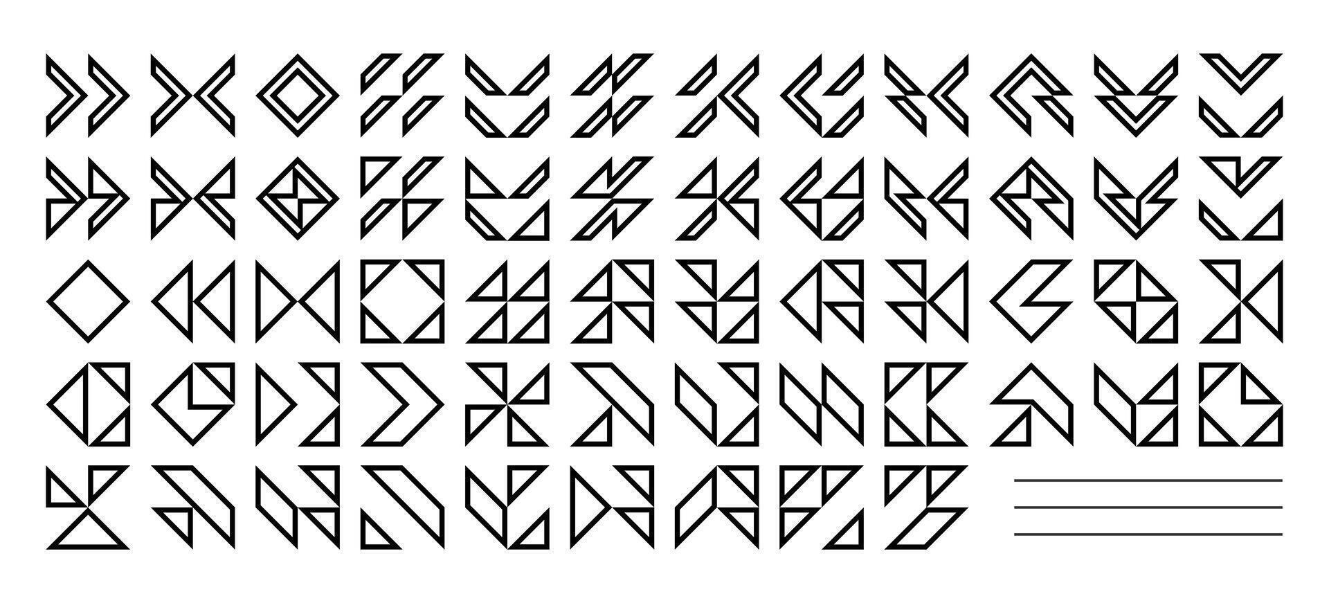 Modern outline triangle abstract icon design set vector