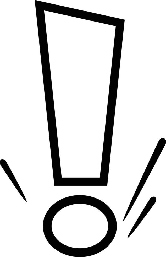 Expressive comic exclamation mark with bold outline and cartoon dynamic style. vector