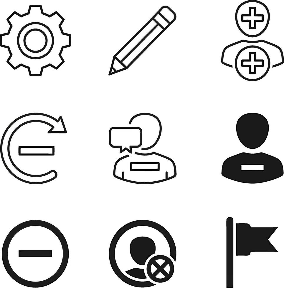 Essential Interface Icons for Digital Operations and User Management vector