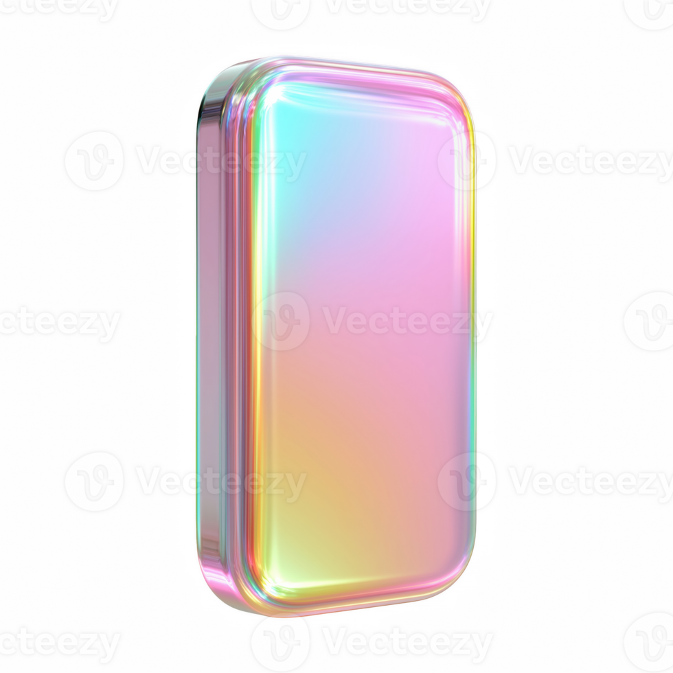 holográfico iridescente retangular objeto com arredondado cantos isolado em transparente fundo png